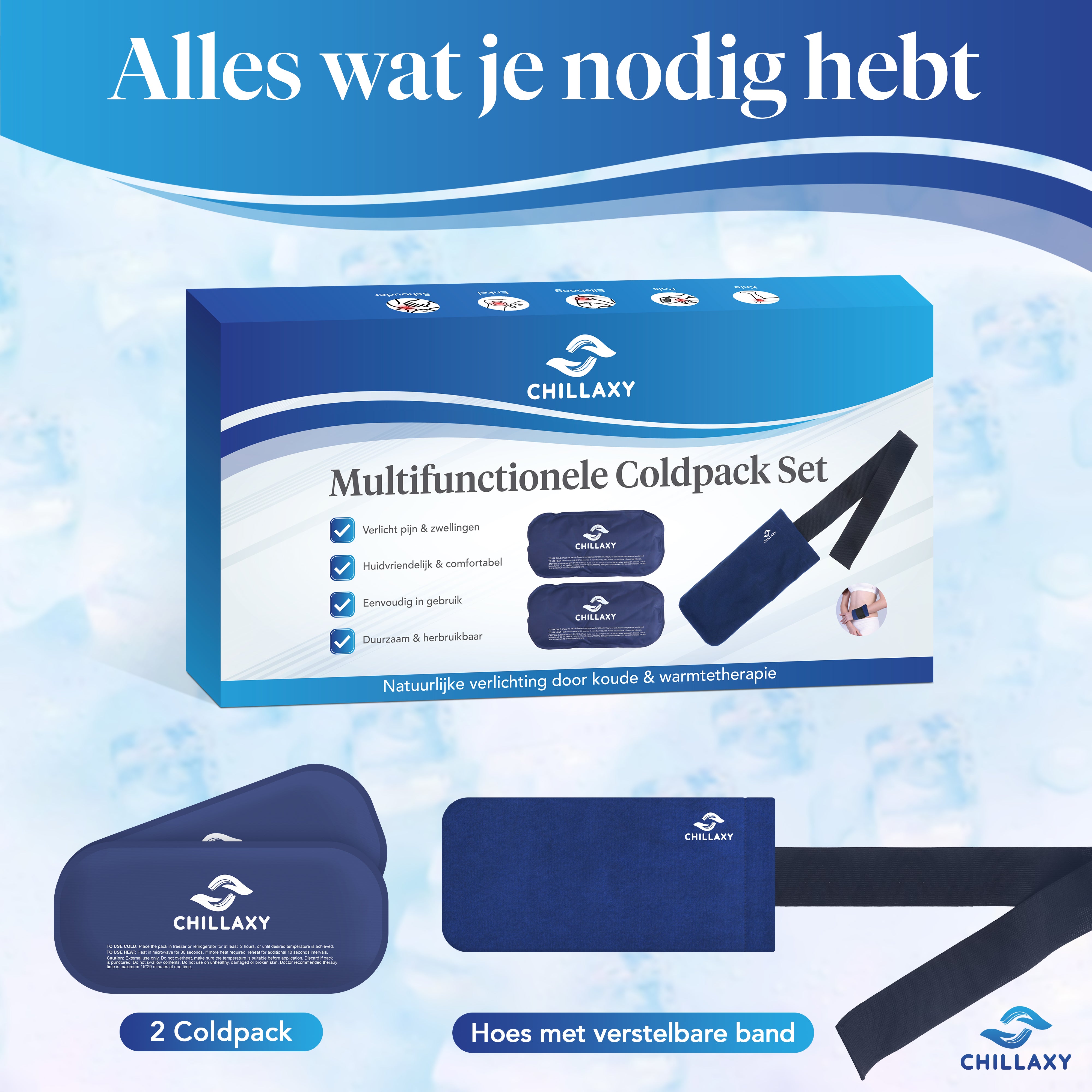Icepack Set - 2 Gelpacks - Pouch with elastic strap